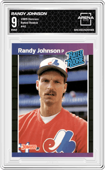 Randy Johnson from the 1989 Donruss set graded by Arena Club and given an overall grade of 9.