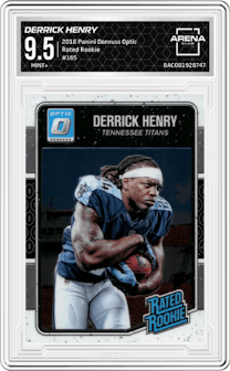Derrick Henry from the 2016 Panini Donruss Optic Football  set graded by Arena Club and given an overall grade of 9.5.