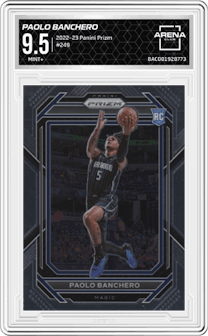 Paolo Banchero from the 2022-23 Panini Prizm  set graded by Arena Club and given an overall grade of 9.5.