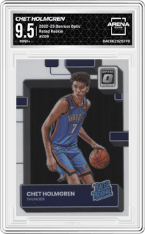 Chet Holmgren from the 2022-23 Panini Donruss Optic  set graded by Arena Club and given an overall grade of 9.5.
