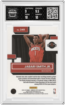 Jabari Smith Jr. from the 2022-23 Panini Donruss Optic  set graded by Arena Club and given an overall grade of 9.5.