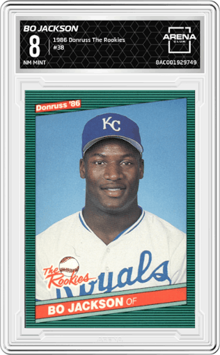 Bo Jackson from the 1986 Donruss The Rookies set graded by Arena Club and given an overall grade of 8.