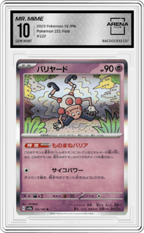 Mr. Mime from the 2023 Pokemon SV JPN set graded by Arena Club and given an overall grade of 10.