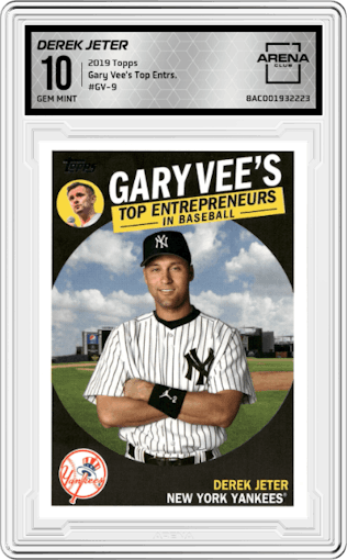 Derek Jeter from the 2019 Topps set graded by Arena Club and given an overall grade of 10.