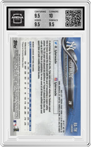 Tyler Wade from the 2018 Topps Chrome set graded by Arena Club and given an overall grade of 10.