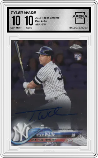 Tyler Wade from the 2018 Topps Chrome set graded by Arena Club and given an overall grade of 10.