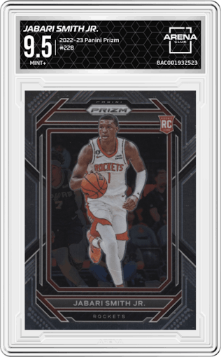 Jabari Smith Jr. from the 2022-23 Panini Prizm  set graded by Arena Club and given an overall grade of 9.5.