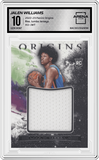 Jalen Williams  from the 2022-23 Panini Origins set graded by Arena Club and given an overall grade of 10.