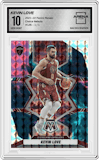 Kevin Love from the 2021-22 Panini Mosaic  set featuring a Choice Nebula parallel graded by Arena Club and given an overall grade of 10.