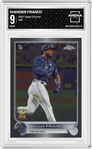 Wander Franco from the 2022 Topps Chrome set graded by Arena Club and given an overall grade of 9.