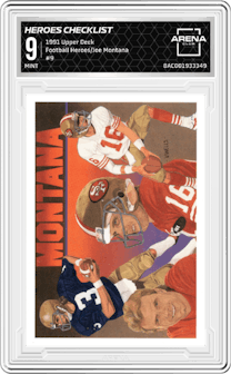 Heroes Checklist from the 1991 Upper Deck set graded by Arena Club and given an overall grade of 9.