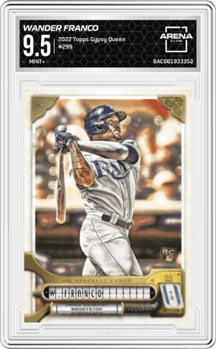 Wander Franco from the 2022 Topps Gypsy Queen set graded by Arena Club and given an overall grade of 9.5.