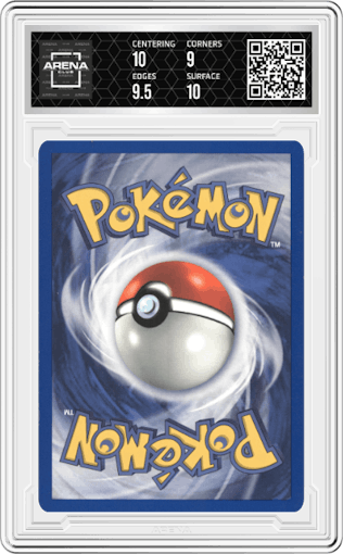 Blaine's Rapidash from the 2000 Pokemon GH set graded by Arena Club and given an overall grade of 9.5.