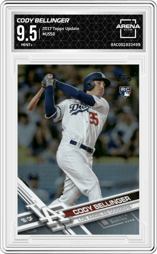 Cody Bellinger from the 2017 Topps Update set graded by Arena Club and given an overall grade of 9.5.