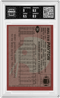Walter Payton  from the 1983 Topps set graded by Arena Club and given an overall grade of 7.