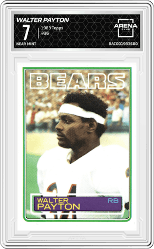 Walter Payton  from the 1983 Topps set graded by Arena Club and given an overall grade of 7.