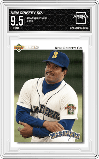 Ken Griffey Sr. from the 1992 Upper Deck set graded by Arena Club and given an overall grade of 9.5.