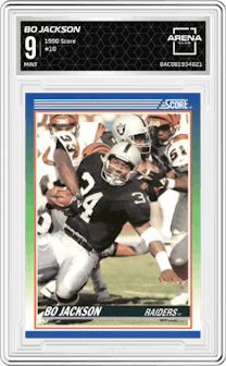 Bo Jackson from the 1990 Score set graded by Arena Club and given an overall grade of 9.