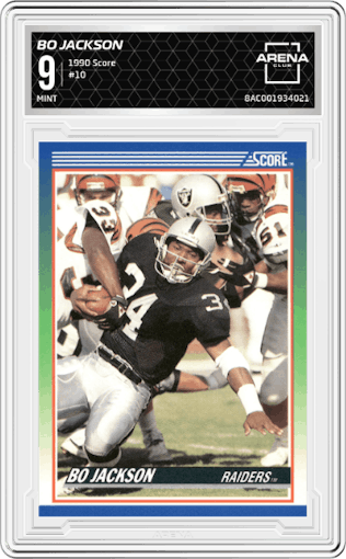 Bo Jackson from the 1990 Score set graded by Arena Club and given an overall grade of 9.