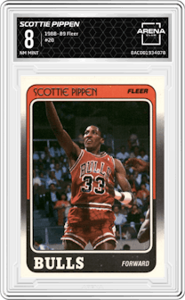 Scottie Pippen from the 1988-89 Fleer set graded by Arena Club and given an overall grade of 8.