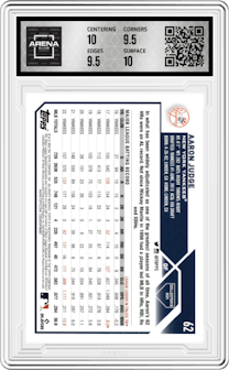 Aaron Judge from the 2023 Topps  set featuring a Silver Foil parallel graded by Arena Club and given an overall grade of 10.