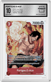 Portgas D Ace from the 2022 One Piece set graded by Arena Club and given an overall grade of 10.
