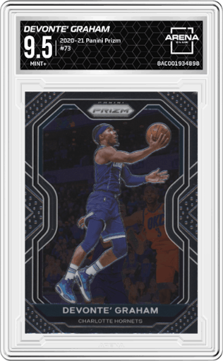 Devonte' Graham from the 2020-21 Panini Prizm set graded by Arena Club and given an overall grade of 9.5.