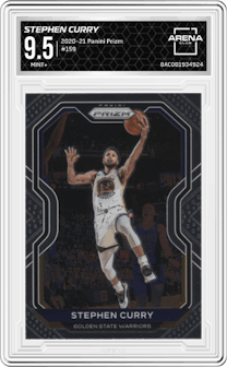 Stephen Curry from the 2020-21 Panini Prizm set graded by Arena Club and given an overall grade of 9.5.