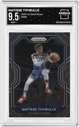 Matisse Thybulle from the 2020-21 Panini Prizm set graded by Arena Club and given an overall grade of 9.5.