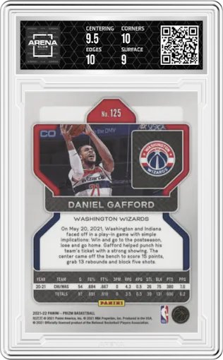 Daniel Gafford from the 2021-22 Panini Prizm  set graded by Arena Club and given an overall grade of 9.5.
