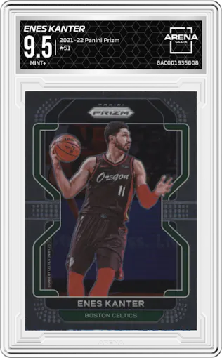 Enes Kanter from the 2021-22 Panini Prizm  set graded by Arena Club and given an overall grade of 9.5.