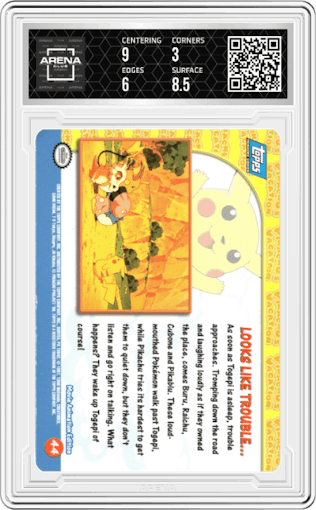 Looks Like Trouble... from the 1999 Pokemon set graded by Arena Club and given an overall grade of 3.5.