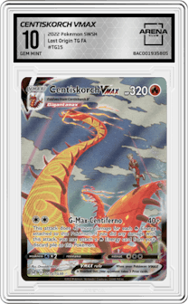 Centiskorch VMAX from the 2022 Pokemon SWSH set graded by Arena Club and given an overall grade of 10.