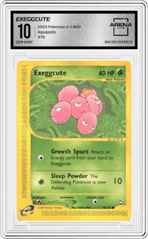 Exeggcute from the 2003 Pokemon E-CARD set graded by Arena Club and given an overall grade of 10.