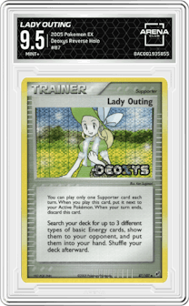 Lady Outing from the 2005 Pokemon EX set graded by Arena Club and given an overall grade of 9.5.