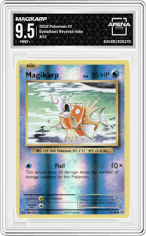 Magikarp from the 2016 Pokemon XY set graded by Arena Club and given an overall grade of 9.5.