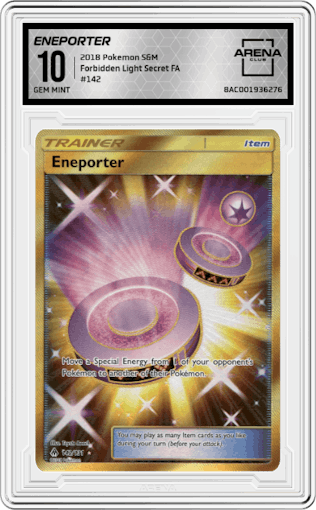 Eneporter from the 2018 Pokemon S&M  set graded by Arena Club and given an overall grade of 10.