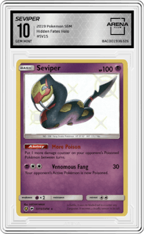 Seviper from the 2019 Pokemon S&M  set graded by Arena Club and given an overall grade of 10.