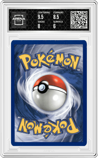 Dark Gengar from the 2002 Pokemon Neo Genesis set graded by Arena Club and given an overall grade of 6.5.