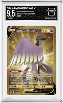 Galarian Articuno V from the 2022 Pokemon SWSH set graded by Arena Club and given an overall grade of 9.5.