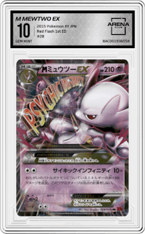 M Mewtwo EX from the 2015 Pokemon XY JPN set graded by Arena Club and given an overall grade of 10.