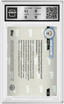  Erling Haaland  from the 2022-23 Topps Now UEFA Champions League set graded by Arena Club and given an overall grade of 10.