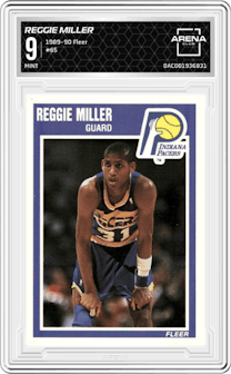 Reggie Miller  from the 1989-90 Fleer set graded by Arena Club and given an overall grade of 9.