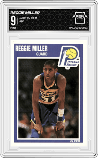 Reggie Miller  from the 1989-90 Fleer set graded by Arena Club and given an overall grade of 9.