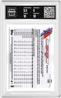 Shohei Ohtani from the 2021 Topps Chrome set featuring a Pink Refractor  parallel graded by Arena Club and given an overall grade of 9.5.