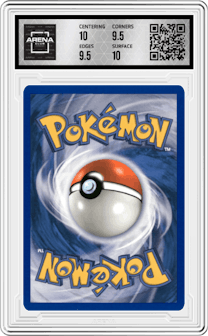 Pikachu from the 2004 Pokemon EX set featuring a Latios parallel graded by Arena Club and given an overall grade of 10.