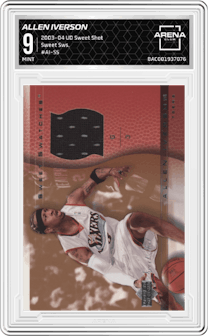 Allen Iverson from the 2003-04 Upper Deck Sweet Shot set graded by Arena Club and given an overall grade of 9.