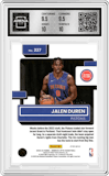 Jalen Duren from the 2022-23 Panini Donruss Optic set featuring a Blue parallel graded by Arena Club and given an overall grade of 10.