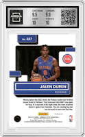 Jalen Duren from the 2022-23 Panini Donruss Optic  set featuring a Blue parallel graded by Arena Club and given an overall grade of 10.