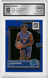 Jalen Duren from the 2022-23 Panini Donruss Optic  set featuring a Blue parallel graded by Arena Club and given an overall grade of 10.